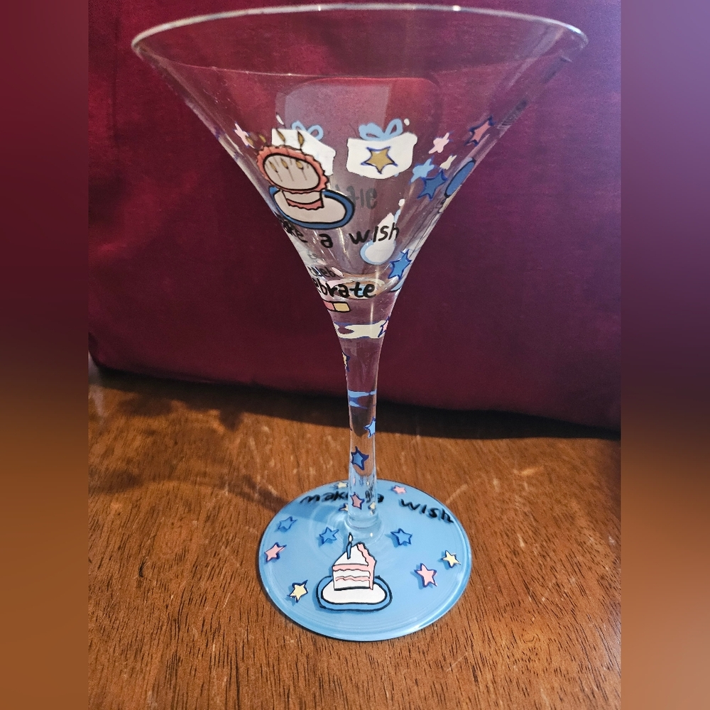 Robert William Make A Wish Birthday Celebration Martini Glass- NEW